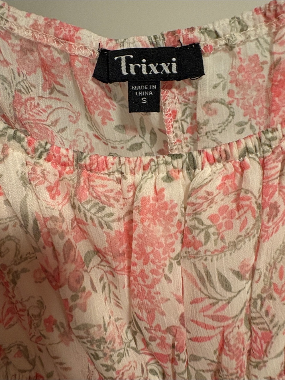 Trixxi Cream and Pink Floral Ruffle Strap Maxi Dress - Picture 4 of 4
